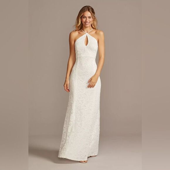 DB Studio Stretch Lace Halter Neck Gown - Picture 2 of 13